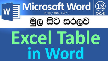 Insert an Excel Table in Word - How to Learn Word in Sinhala - Part 12 - Latest Versions v2019/v2016