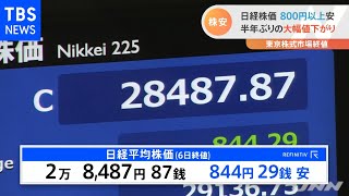 日経株価８００円以上安 半年ぶりの大幅値下がり