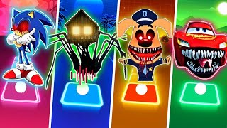 🟢Sonic 🆚 Spider House Head 🆚 Sheriff Labrador exe 🆚 McQueen Eater ⚡ Tiles Hop EDM Rush TRANSLATION🟢