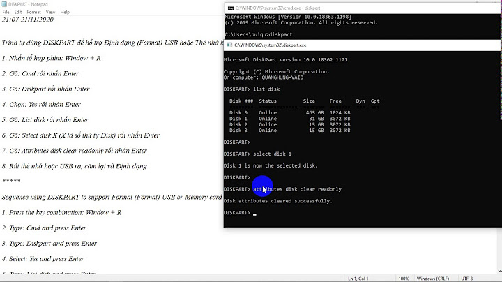 Khắc phục lỗi ko format được thẻ nhớ bằng diskpart