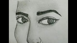 Drawing eyes by using simple pencil