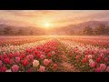 Golden Hour Tulip Field at Sunrise | Spring Serenity | 4K Frame TV Art