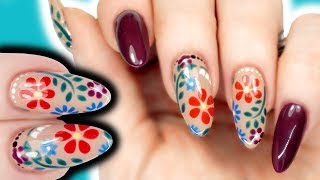 EASY STENCIL FLOWER NAIL ART TUTORIAL - Fall Nails by Natasha Lee 11,192 views 5 years ago 10 minutes, 1 second