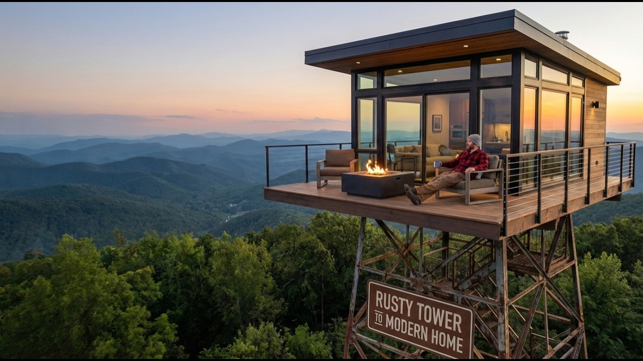 I Transformed a Rusty Observation Tower into a Modern Home  (ASMR)