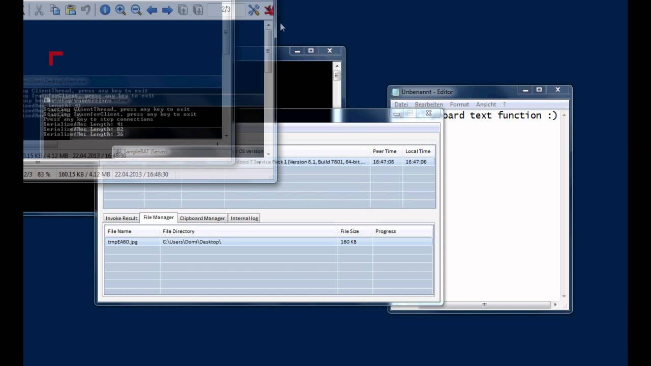 SampleRAT - Remote Administration Tool - YouTube