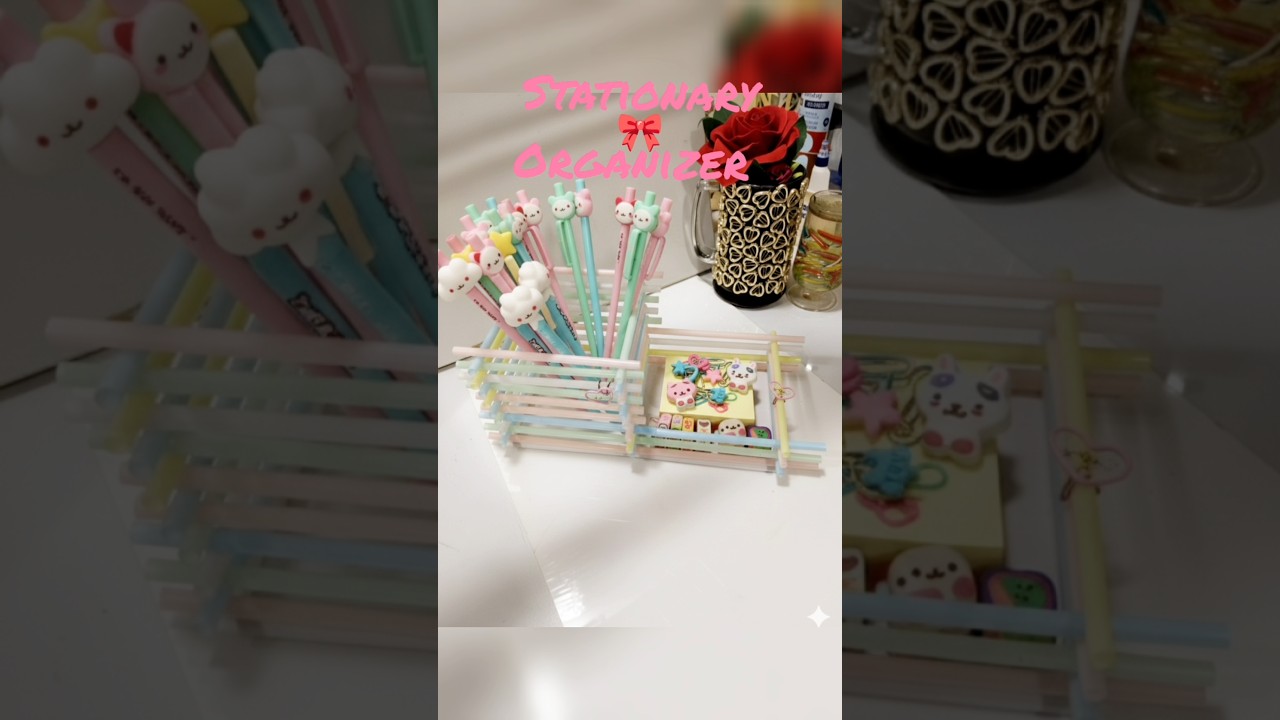 Diy stationery organiser |diy jewellery organiser |diy with plastic straw 