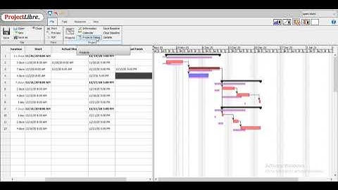 ProjectLibre baselines and calendar