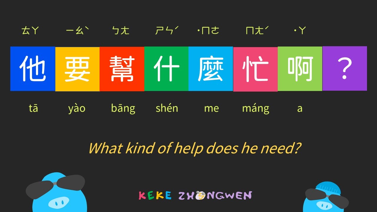 Mandarin Chinese joke: What kind of help does he need? (English ...