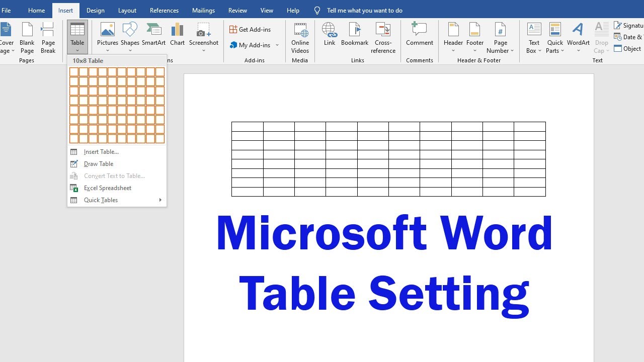 How to Insert, Draw Table in Microsoft Word - MS Word Table Setting ...