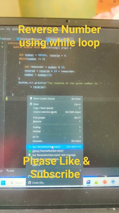 Reverse Number using while loop #coding #java #automation #javaclass # ...