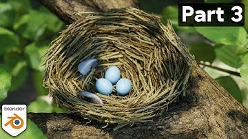 Bird Nest Nature Scene 🪺 Part 3 (Blender Tutorial)