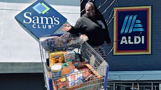 END OF THE MONTH GROCERY RESTOCK | FOOD STAMPS | SAM’S CLUB & ALDI ( HEY YALL!)