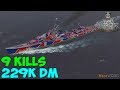 World of WarShips | Kitakaze | 9 KILLS | 229K Damage - Replay Gameplay 4K 60 fps