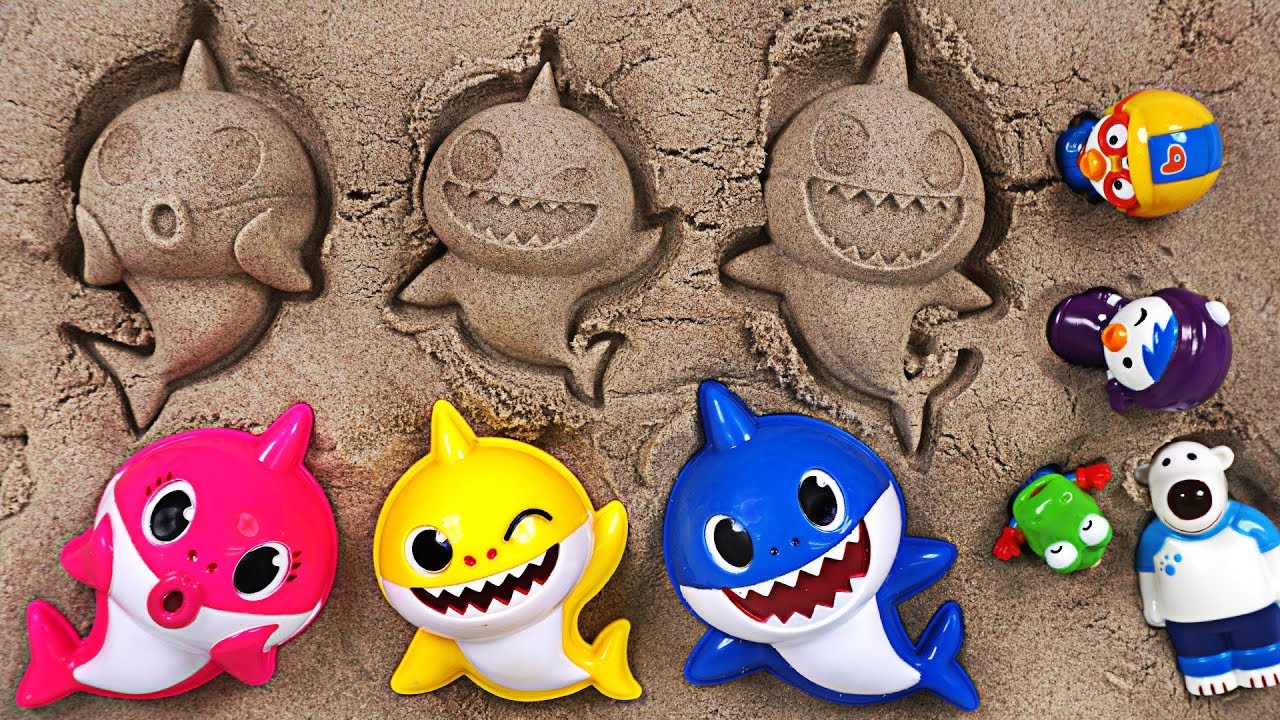 Pinkfong Shark family sand Play set! Let's play fun sand with the baby shark, Pororo - PinkyPop