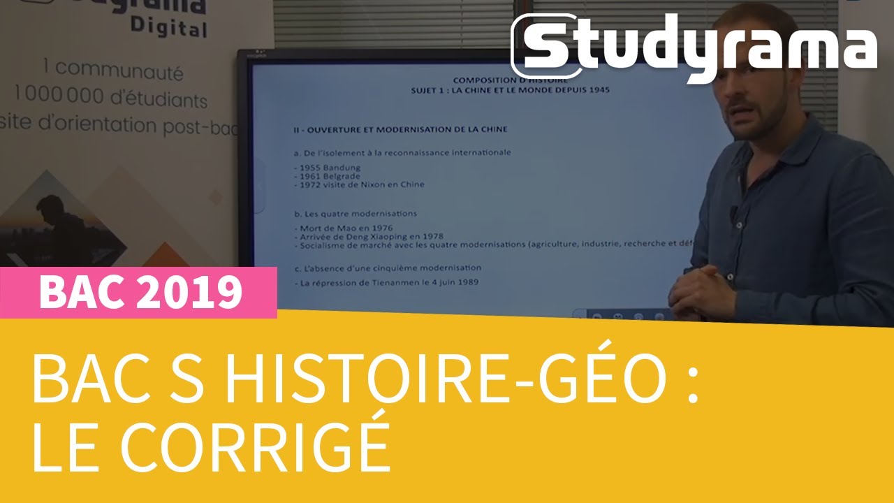 Bac 2019 Série S Sujet Et Corrigé Histoire Géographie - 