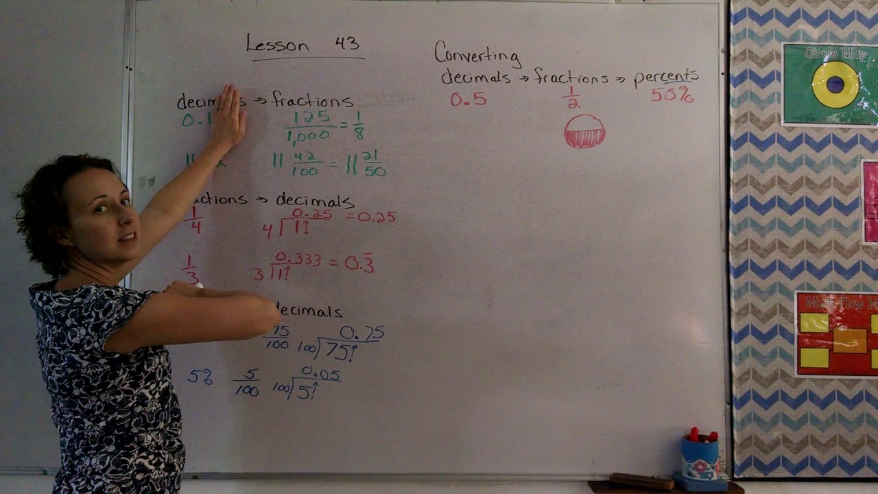 Lesson 43 converting decimals to fractions to percents - YouTube