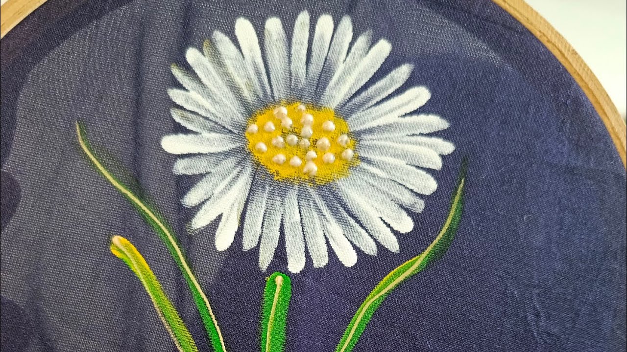 NavyBlue Saree flower HandPainting #flowerdesign #art #youtube #viralvideo #treanding #newlook #diy