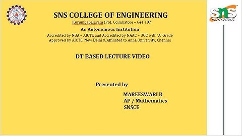 DT Based Lecture Video  | Probability ,Statistics &Numerical methods|SNS Institutions