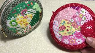 ちょっと大きめ、簡単マチの丸型ポーチA slightly large, easytouse round pouch.