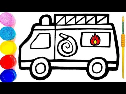 Fire Truck Picture Drawing , Painting , Coloring for Kids and Toddlers