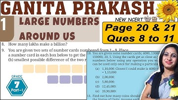 Class 7 Maths Ganita Prakash Solutions | Chapter 1 Large Numbers Around Us | Page 20 & 21(Q 8 to 11)