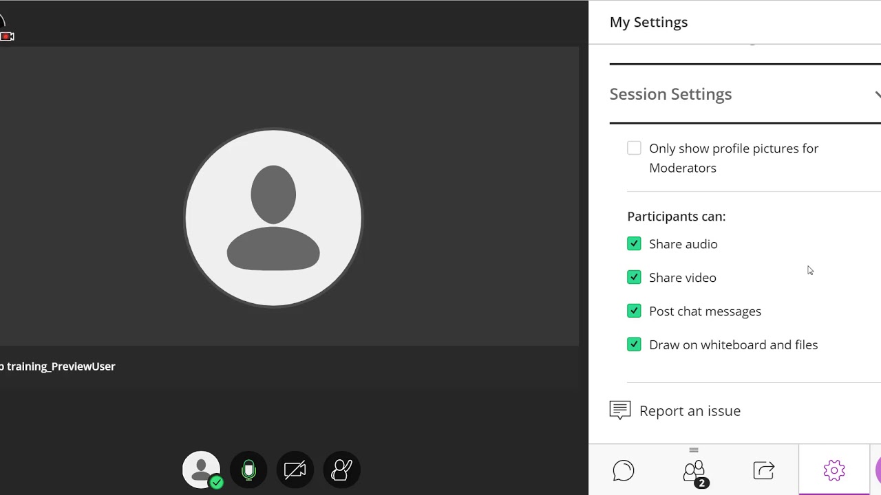 Blackboard Collaborate Ultra My Settings YouTube