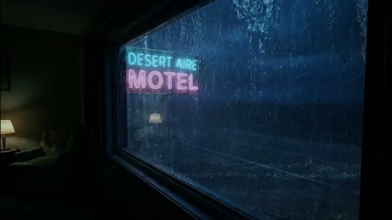 8 Hours of Rain at a Desert Motel For Deep Sleep 🌧️ Neon Night Ambience l Deep Sleep (No Music)