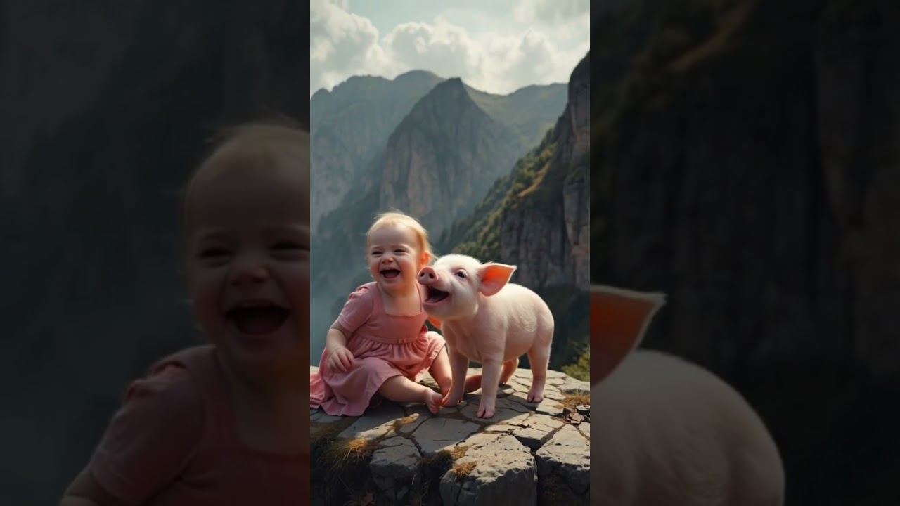 Cute Pig Feeding Baby Girl 🐷👶💖