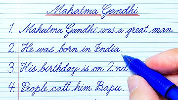 10 Lines Essay on Mahatma Gandhi | Cursive Writing | English Writing | Cursive Handwriting Practice