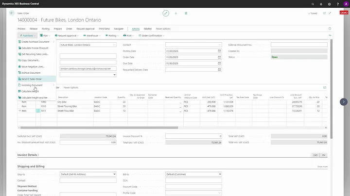 ENG20111906 Freight and Fees can be calculated on Sales Orders