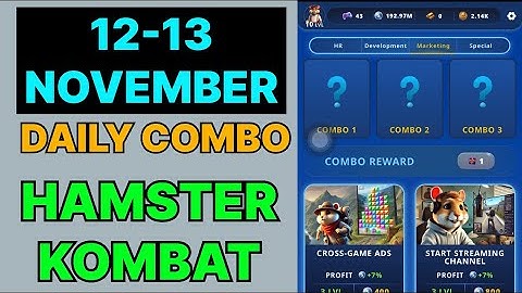 HAMSTER KOMBAT GAMEDEV DAILY COMBO | HAMSTER KOMBAT DAILY COMBO | 12 NOVEMBER HAMSTER DAILY COMBO