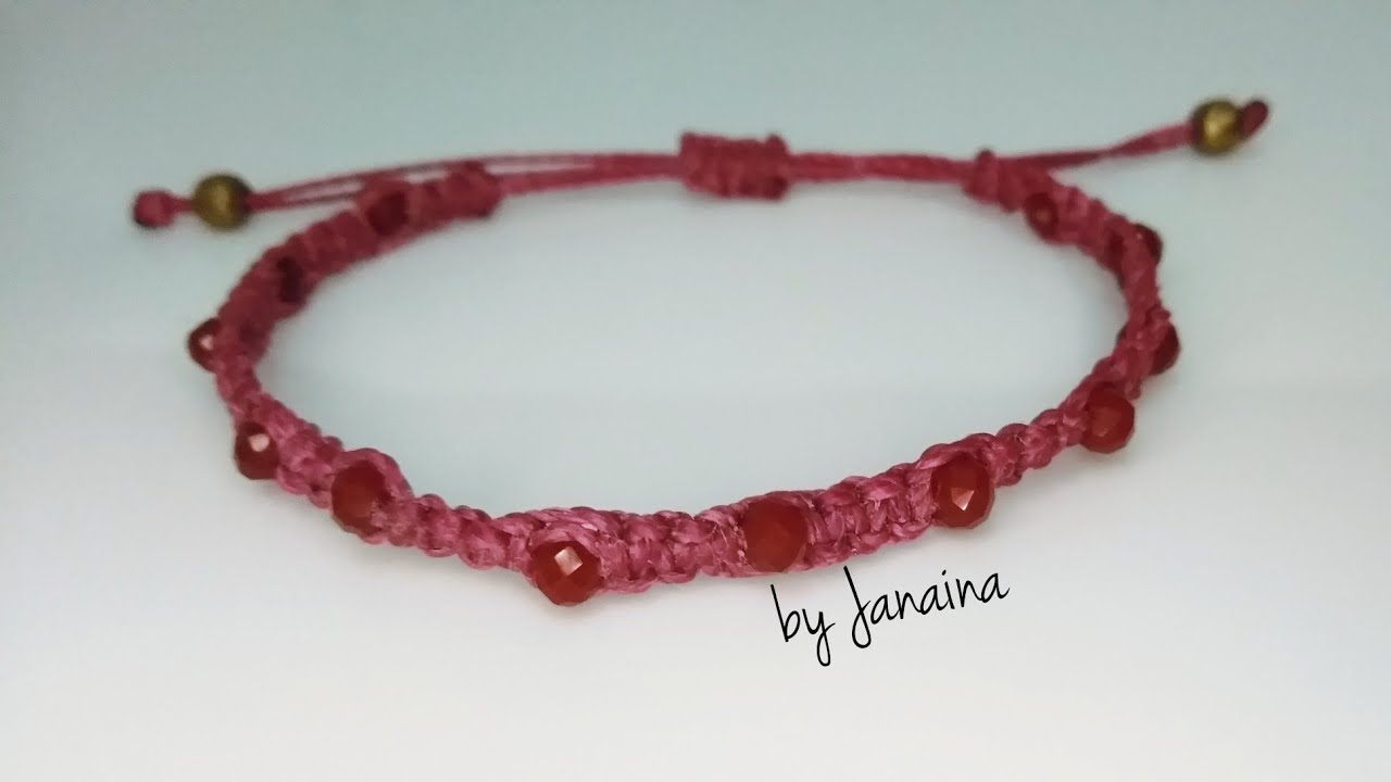 Pulseira/Tornozeleira de macramê com cristais