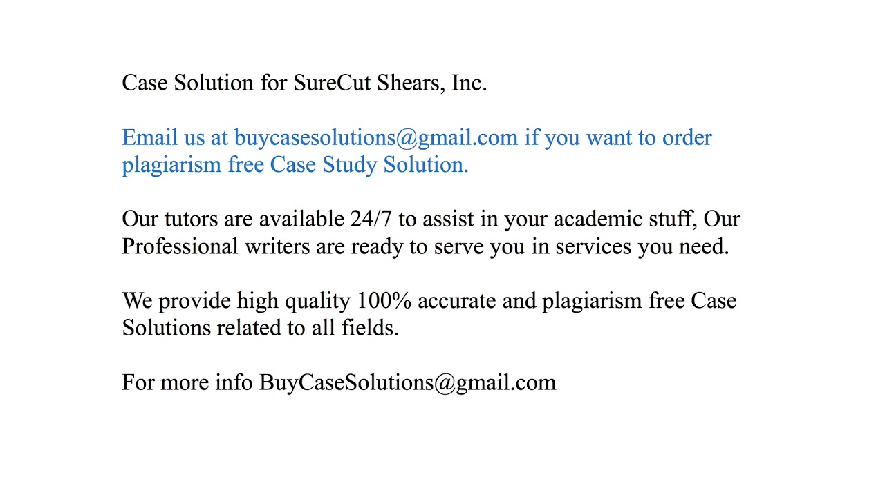 Case Solution SureCut Shears, Inc. YouTube