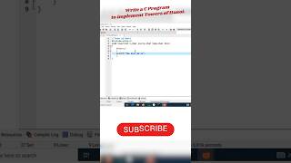 Write a C Program to implement Towers of Hanoi | #coding #programminglanguage #viral