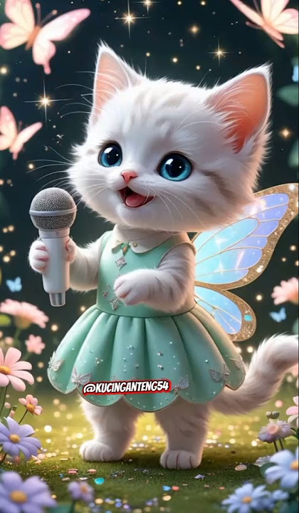 Cute cat - butterfly flying floating #shorts #cutecat #cat #singingcat #meow #viralvideo