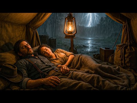 John & Abigail Peaceful Tent Camping During a Heavy Thunderstorm | RDR2 ASMR