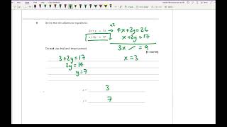 Simultaneous Equations Topic Test GCSE Maths Foundation Exam Questions Revision