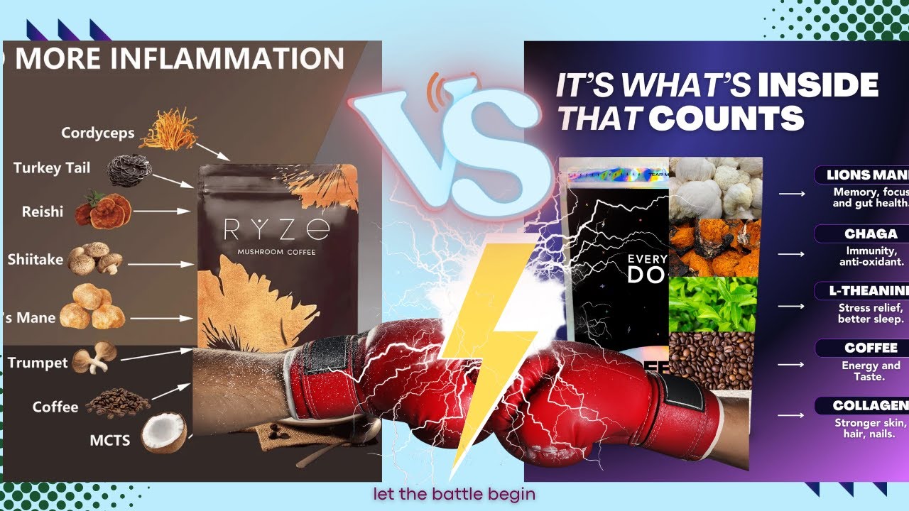 Everyday DOZE VS RYZE Mushroom Coffee.
