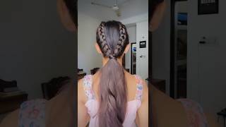 2 Min Cute & Stylish Ponytail / Dutch, French Braid Hairstyle Tutorial #hairstyle #ponytail #shorts