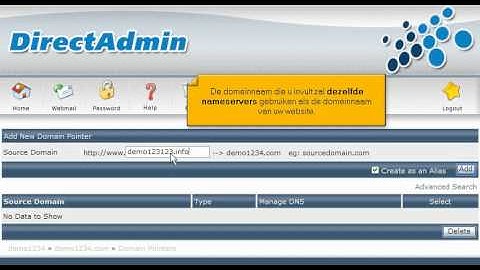 Een Domain Pointer aanmaken in Direct Admin