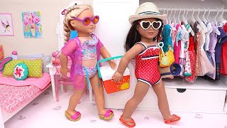 Sister dolls pack fun toys and swimwear to go to the beach! PLAY DOLLS organise for family trip screenshot 4