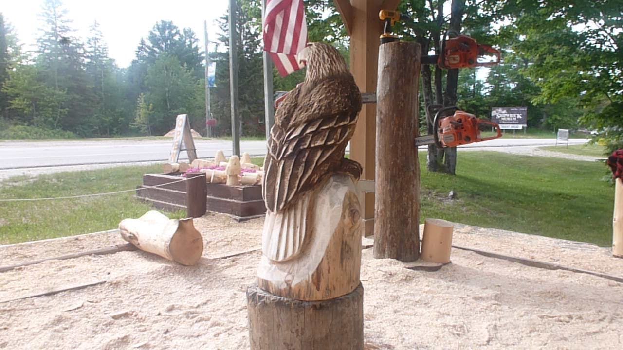 Chainsaw Carving An Eagle With Husqvarna Chainsaws!! YouTube