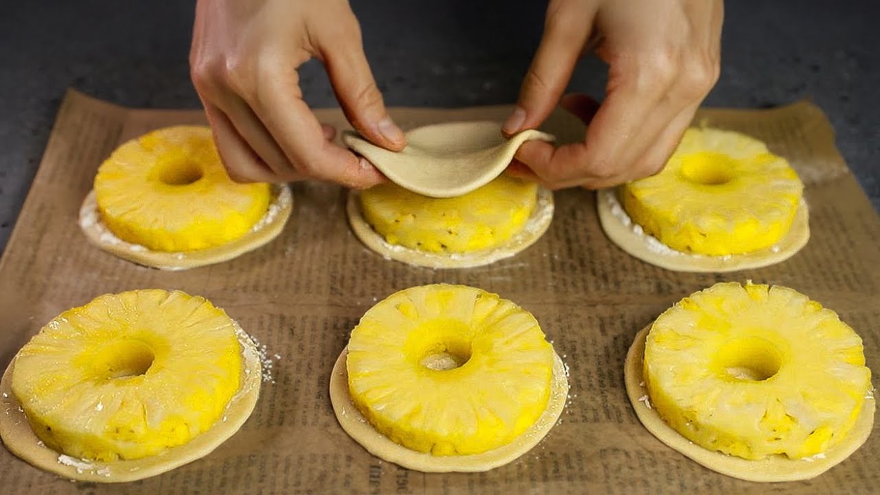 🍍Nehmen Sie einfach Blätterteig und Ananas! Festliches Dessert in 5 Minuten!