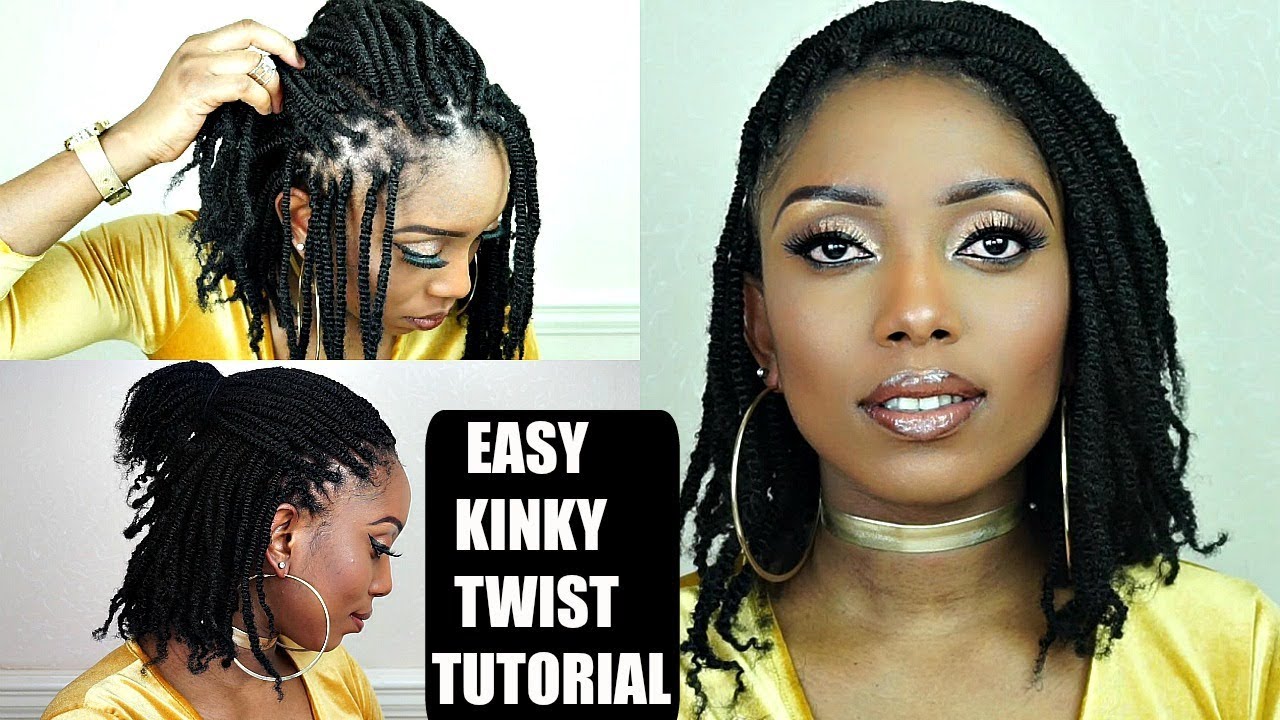 How To Kinky Twists Crochet Braids Tutorial On Short Natural Hair Youtube