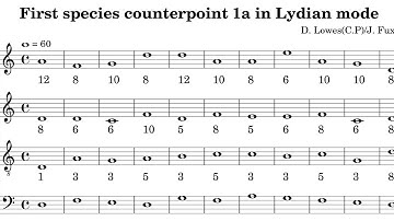 First species counterpoint in Dorian mode for four voices