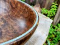 Walnut Bowl with Turquoise-Powder Rim