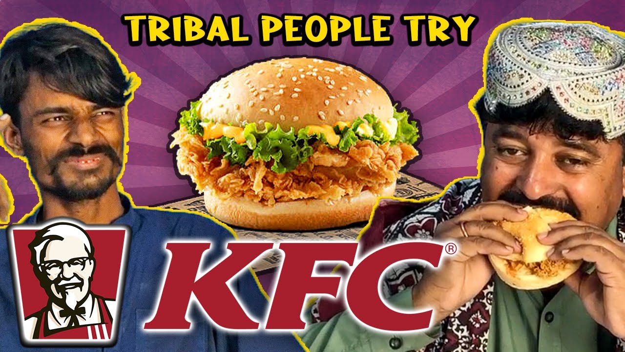 Tribal People Try KFC Burger For The First Time, KFC Sandwich