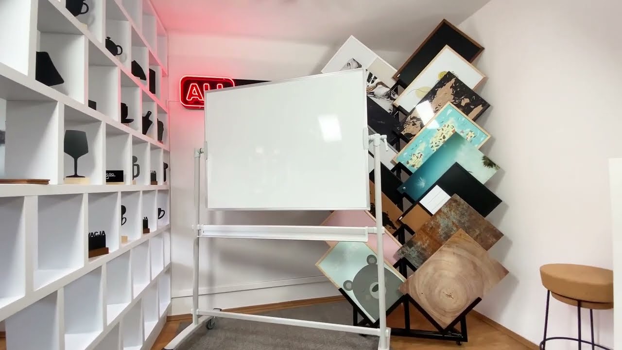 Tableau Blanc Magnétique 120x90 Cm XIWODE – Effaçable à Sec, Cadre Aluminium Noir, Surface Acier Laqué