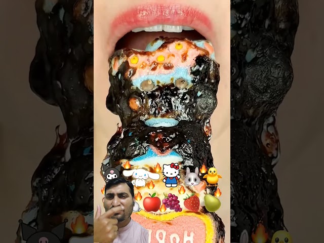 Dangbee EATINGASMR BURNT MARSHMALLOW EMOJI FOOD SANRIO🐰🐥🙊🐇🍎🍇🍓🍐 이모지 먹방 (sped up)