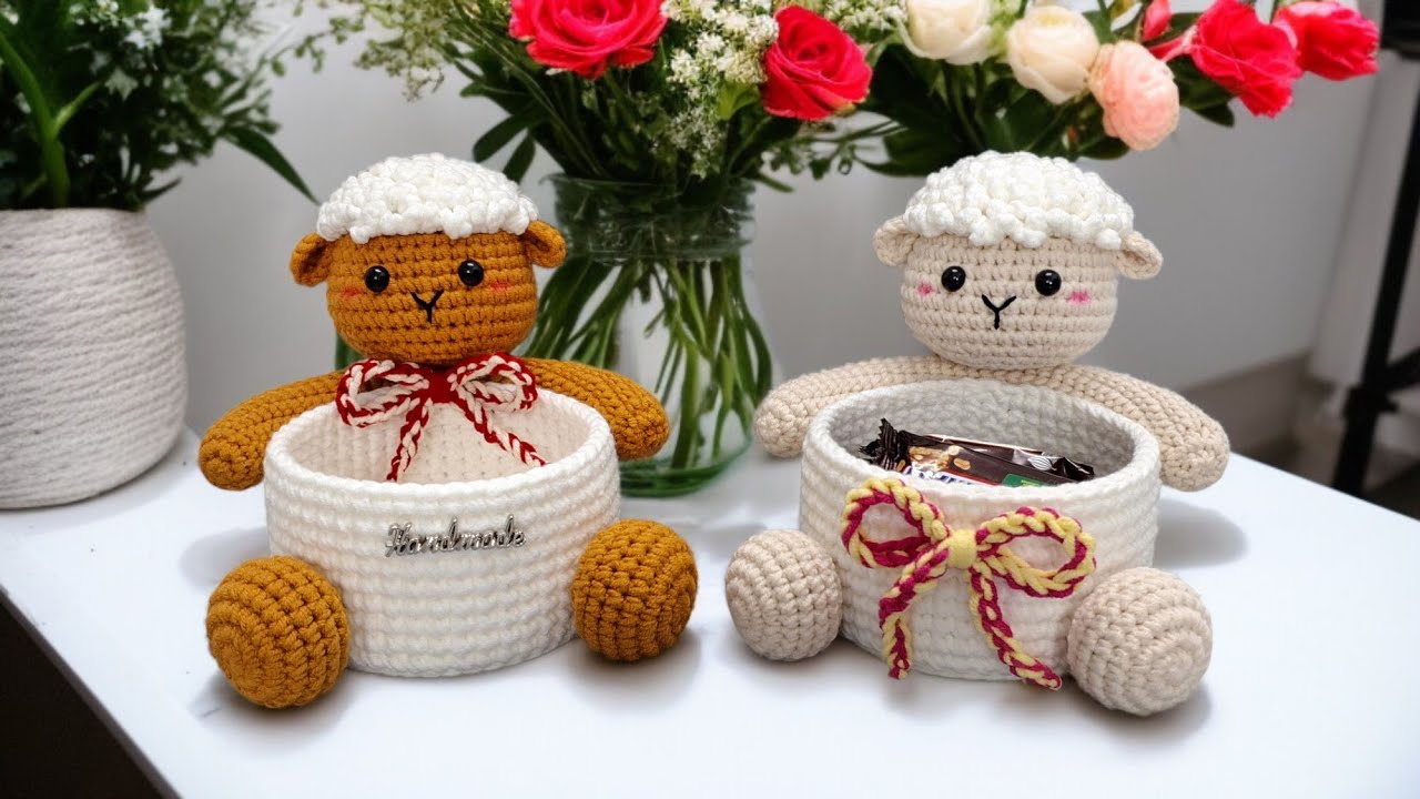 Easy Crochet Gift Ideas - Sheep Basket Crochet Tutorial - Step by Step
